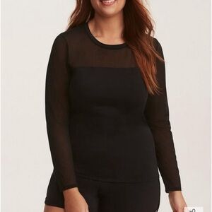 Black Mesh Long Sleeve Swim Shirt